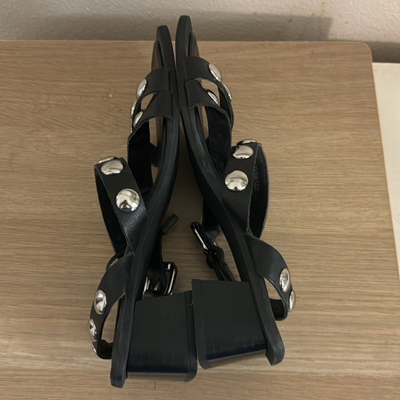 Zara EUC Block Heel Leatherwith Metal Stud Sandals - Picture 9 of 13